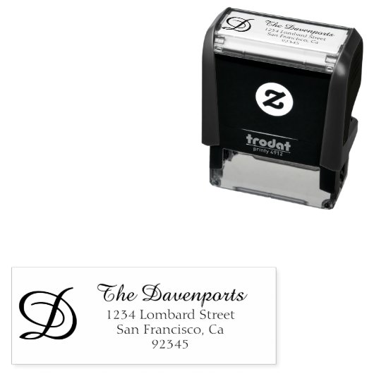 Terugkeeradres voor Script Monogram Zelfinktende Stempel (In situ)