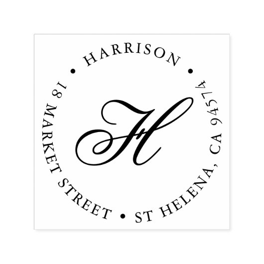 Terugkeeradres voor Script Monogram Zelfinktende Stempel (Design)