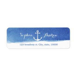 Terugkeeradres waterverf nautical anchor monogram etiket