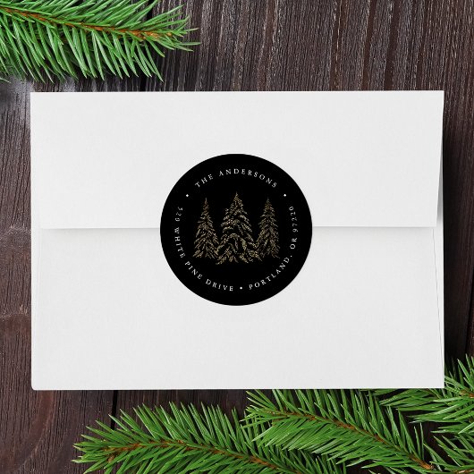 Terugkeeradres winterpine-feestdag ronde sticker