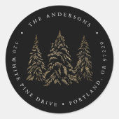 Terugkeeradres winterpine-feestdag ronde sticker (Voorkant)