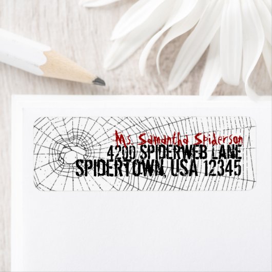 Terugkeeradresetiket, Spiderweb, Halloweenpartij Etiket (Insitu)