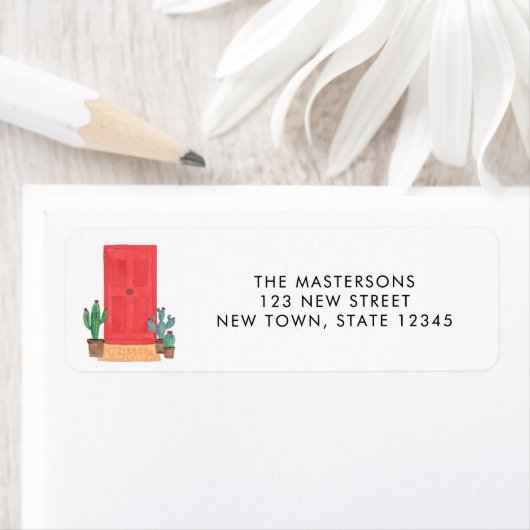 Terugkeeradreslabel rode deur etiket (Insitu)