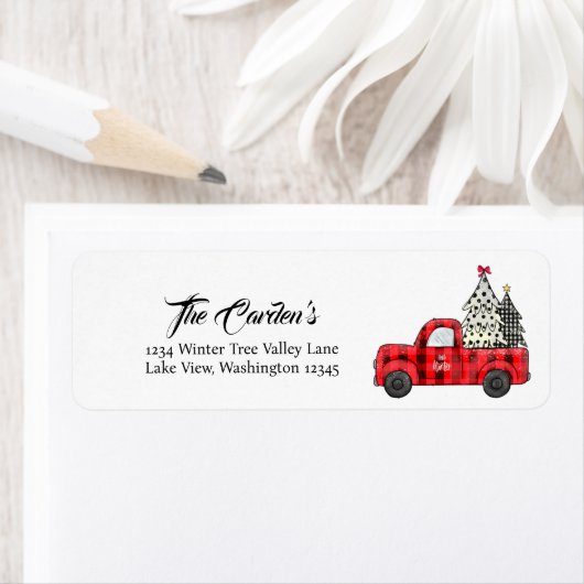 Terugkeeradreslabel voor kerstvrachtwagen etiket (Insitu)