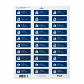 Terugkeeradreslabel zeilboot (donkerblauw / wit) etiket (Full Sheet)