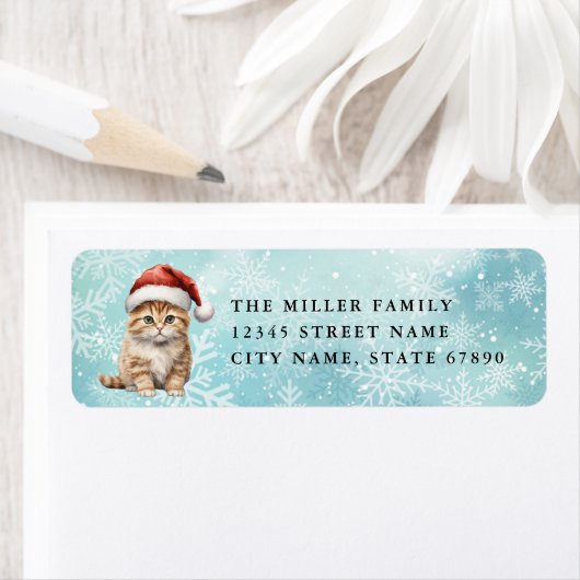 Terugkeeradreslabels voor kerstkatten etiket (Insitu)