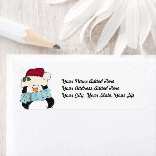 Terugkeeradreslabels voor kerstpinguïn etiket (Insitu)