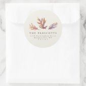 Terugkeeradressticker van valbladeren ronde sticker (Tas)