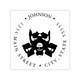 Terugkeerlabel gasmasker Silhouette Zelfinktende Stempel