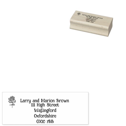Terugkeernaam roos motief en adresstempel rubberstempel (Gestempeld)