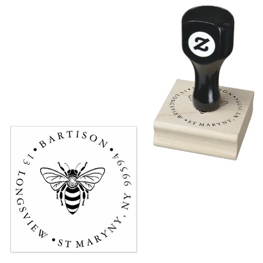 TERUGKERNADRES BEE ROND RUBBERSTEMPEL (Gestempeld)