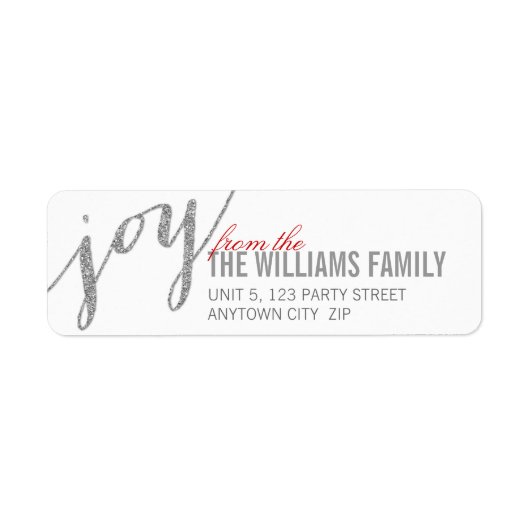 TERUGKERNADRES ETIKET Glitter type zilver (Voorkant)