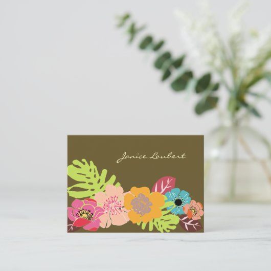 TERUGKOUDE TROPISCHE STROMEN/DIGE ACHTERGROND VISITEKAARTJE (Staand voorkant)