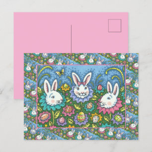 TERUGMAKERE EGG GARDEN, BUNNY RABBIT FLOWERS FEESTDAGENKAART