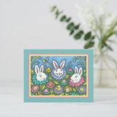 TERUGMAKERE EGG GARDEN, BUNNY RABBIT FLOWERS FEESTDAGENKAART (Staand voorkant)