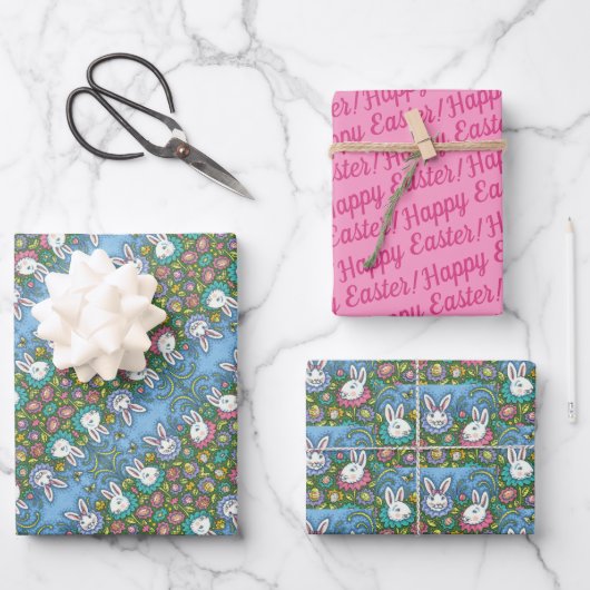 TERUGMAKERE EGG GARDEN, BUNNY RABBIT FLOWERS INPAKPAPIER VEL (Voorkant)