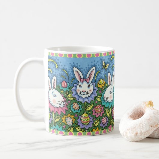 TERUGMAKERE EGG GARDEN, BUNNY RABBIT FLOWERS KOFFIEMOK (Met donut)
