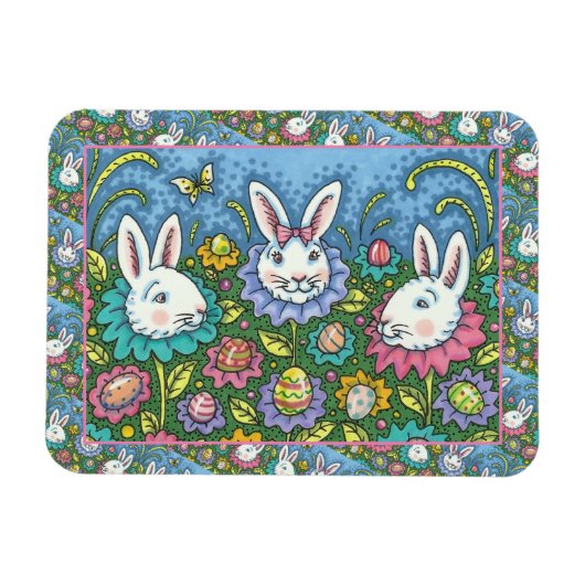 TERUGMAKERE EGG GARDEN, BUNNY RABBIT FLOWERS MAGNEET (Horizontaal)