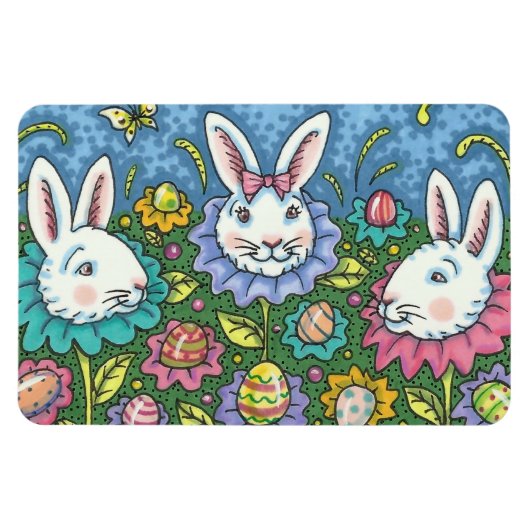 TERUGMAKERE EGG GARDEN, BUNNY RABBIT FLOWERS MAGNEET (Horizontaal)