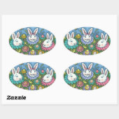 TERUGMAKERE EGG GARDEN, BUNNY RABBIT FLOWERS OVALE STICKER (Vel)