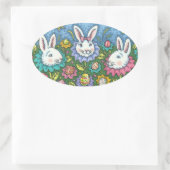 TERUGMAKERE EGG GARDEN, BUNNY RABBIT FLOWERS OVALE STICKER (Tas)