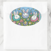 TERUGMAKERE EGG GARDEN, BUNNY RABBIT FLOWERS OVALE STICKER (Tas)