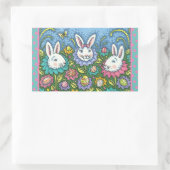 TERUGMAKERE EGG GARDEN, BUNNY RABBIT FLOWERS RECHTHOEKIGE STICKER (Tas)