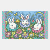 TERUGMAKERE EGG GARDEN, BUNNY RABBIT FLOWERS RECHTHOEKIGE STICKER (Voorkant)
