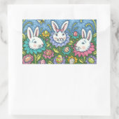 TERUGMAKERE EGG GARDEN, BUNNY RABBIT FLOWERS RECHTHOEKIGE STICKER (Tas)