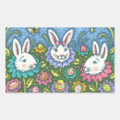 TERUGMAKERE EGG GARDEN, BUNNY RABBIT FLOWERS RECHTHOEKIGE STICKER (Voorkant)