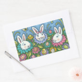 TERUGMAKERE EGG GARDEN, BUNNY RABBIT FLOWERS RECHTHOEKIGE STICKER (Envelop)