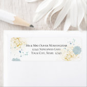 TERUGNAADRES | Blauwe en goudSpletters Etiket (Insitu)