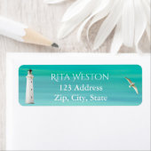 Terugreis van vuurtoren van Turquoise zee Etiket (Insitu)