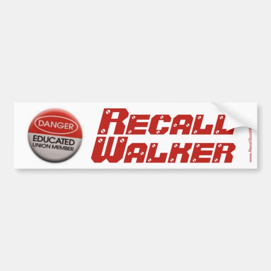 Terugroepactie Scott Walker Bumpersticker (Voorkant)
