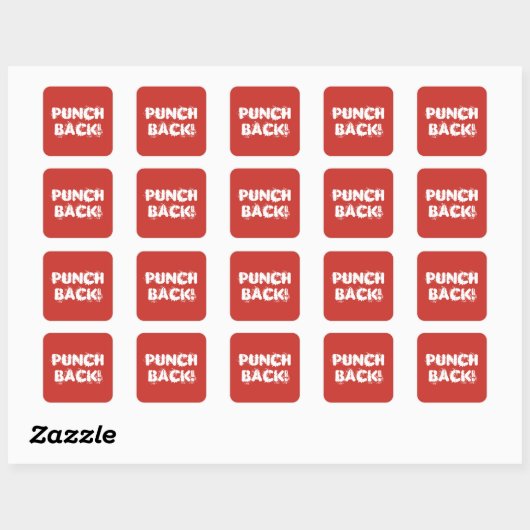 Terugslagen! Wit op Rood Vierkante Sticker (Vel)