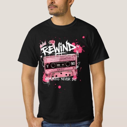 Terugspoelen Cassetteband Graffiti | Herinneringen T-shirt (Voorkant)