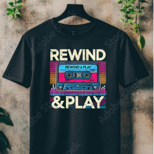 Terugspoelen en afspelen t-shirt