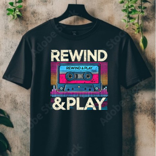 Terugspoelen en afspelen t-shirt