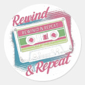 Terugspoelen en herhalen ronde sticker (Voorkant)