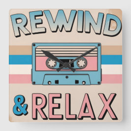 Terugspoelen & Relax Retro Cassettebandje Art Vierkante Klok