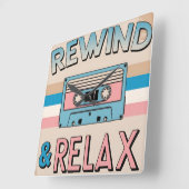 Terugspoelen & Relax Retro Cassettebandje Art Vierkante Klok (Hoek)