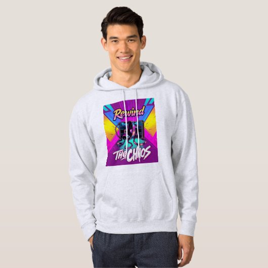 Terugspoelen van de Chaos Gen X  80s Cassette Hood Hoodie (Voorkant volledig)