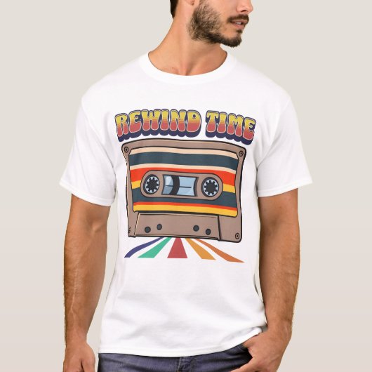 Terugspoeltijd – Retro-Cassettebandje T-shirt (Voorkant)