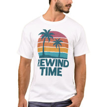 Terugspoeltijd retro sunset palm t-shirt