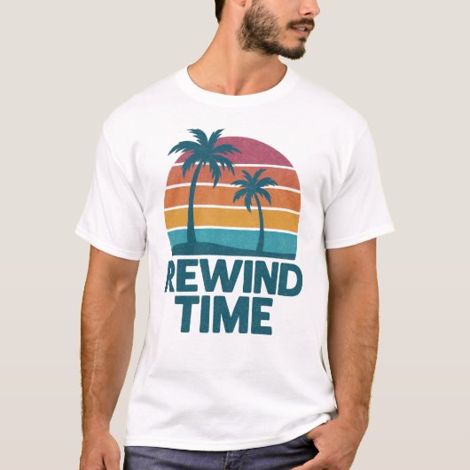 Terugspoeltijd retro sunset palm t-shirt (Voorkant)