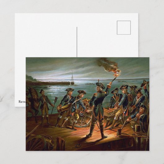 Terugtrekken van Long Island, 1776 Briefkaart (Voorkant / Achterkant)