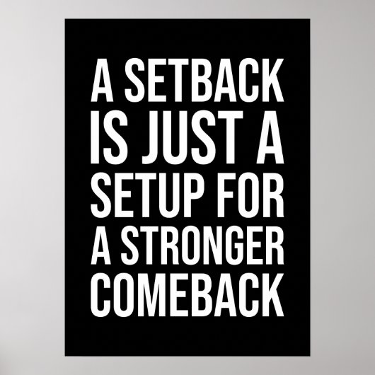 Terugval vs Comeback - Succes Motivatie Poster (Voorkant)