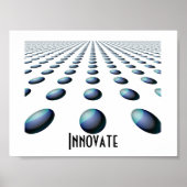 Terugwijkende Blauwe Gebogen Ballen - Innoveer Poster (Voorkant)