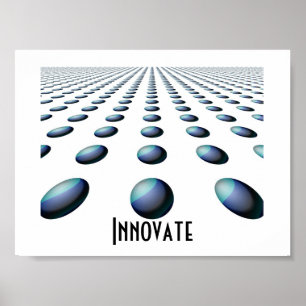 Terugwijkende Blauwe Gebogen Ballen -  Innoveer Poster