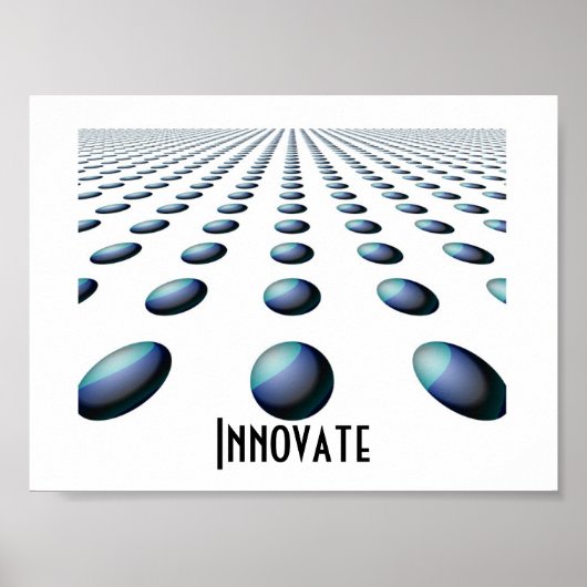Terugwijkende Blauwe Gebogen Ballen - Innoveer Poster (Voorkant)